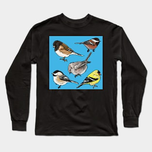 Birds on Blue Long Sleeve T-Shirt